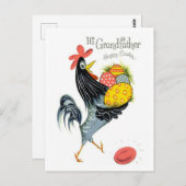Hallo Großvater Happy Oaster Retro Rooster und Eie Postkarte (Vorne/Hinten)