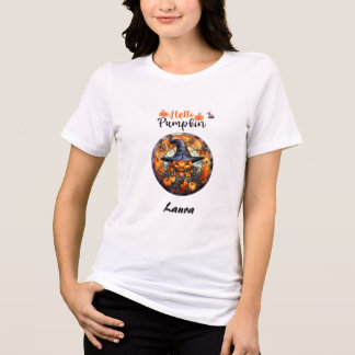 Hallo gruseliger Halloween-Kürbis Tri-Blend Shirt
