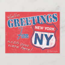 "Hallo, Grüße aus New York, NY Retro