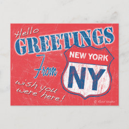 "Hallo, Grüße aus New York, NY Retro Postkarte
