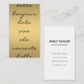 Hallo Grüße Imitate Metallic Gold Visitenkarte (Vorne/Hinten)