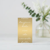 Hallo Grüße Imitate Metallic Gold Visitenkarte (Stehend Vorderseite)