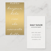 Hallo Grüße Imitate Metallic Gold Visitenkarte (Vorne/Hinten)