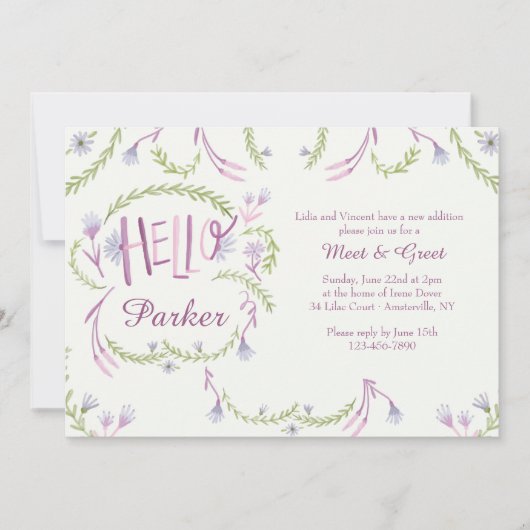 Hallo grüßen Baby-Treffen und Einladung (Vorderseite)