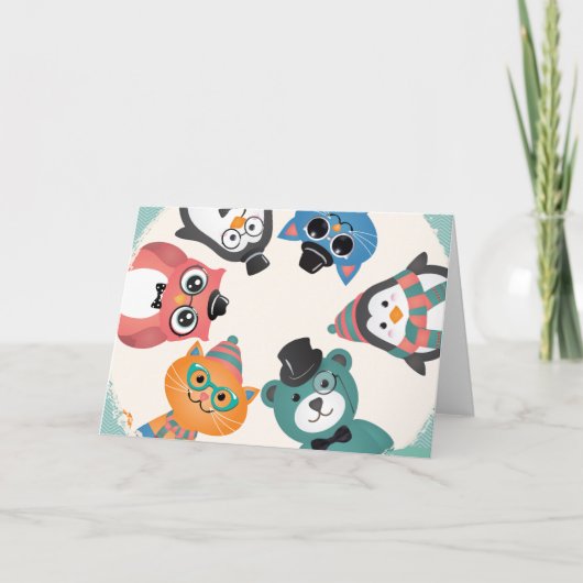 Hallo ! Grußkarte für Tierfreunde Karte (Vorderseite)