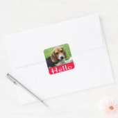 Hallo / Hallo Beagle Welpe Hund Red Gruß Sticker (Umschlag)