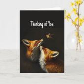 Hallo Hallo Denken Sie an Niedliche Fox Bird Tiere Karte (Gelbe Blume)