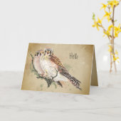 Hallo Hallo Denken Sie an Sie Kestrel Falcon Bird  Karte (Gelbe Blume)