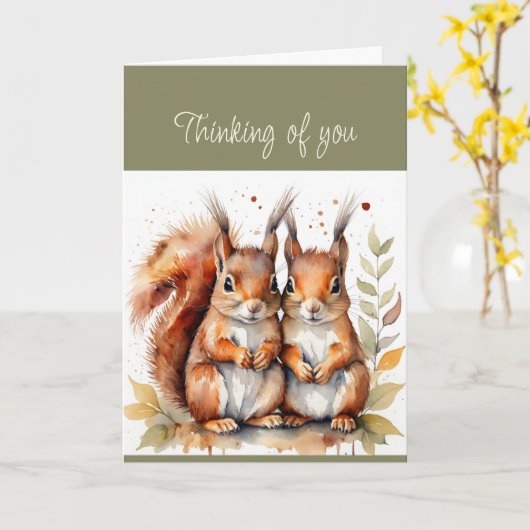 Hallo Hallo Denken Sie an Sie Niedlich Eichhörnche Karte (Gelbe Blume)
