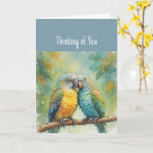 Hallo Hallo Denken Sie an Sie Tropical Parrot Bird Karte (Gelbe Blume)