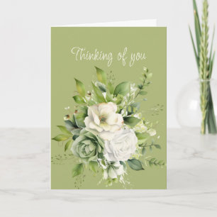 Hallo Hallo Denken Sie an Sie White Roses Grüne Karte
