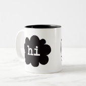 Hallo hallo (hallo hallo Grüße) Zweifarbige Tasse (Vorderseite Links)