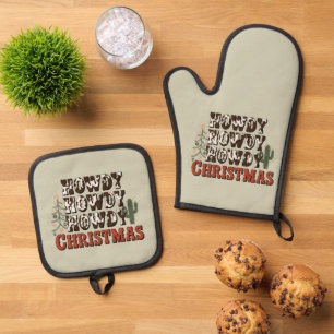 Hallo Hallo Hallo Weihnachten Familie Xmas Party G Ofenhandschuh & Topflappen-Set