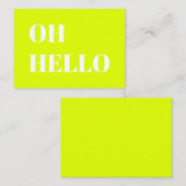 Hallo, Hallo, Hey, Neon Chartreuse grün weiß Hinweiskarte (Vorne/Hinten)
