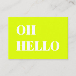 Hallo, Hallo, Hey, Neon Chartreuse grün weiß Hinweiskarte