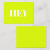 Hallo, Hallo, Hi, neon chartreuse grün weiß Hinweiskarte (Vorne/Hinten)