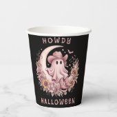 Hallo Halloween Boho Western Geist auf Mond Pappbecher (Rückseite)