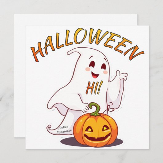 Hallo! Halloween Einladung (Vorne/Hinten)