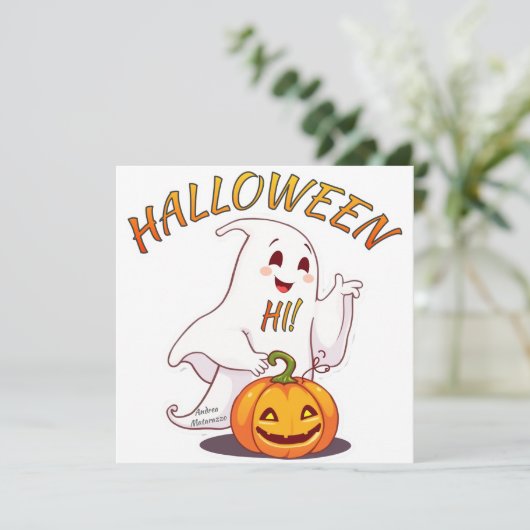 Hallo! Halloween Einladung (Stehend Vorderseite)