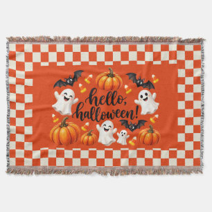 Hallo Halloween-Geister & Kürbisse Karierte Wurfde Decke