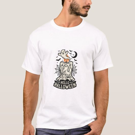 Hallo Halloween-Geistkerze T-Shirt (Vorderseite)