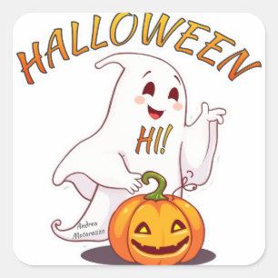 Hallo! Halloween Quadratischer Aufkleber