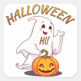 Hallo! Halloween Quadratischer Aufkleber