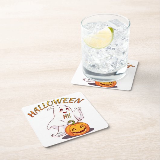 Hallo! Halloween Rechteckiger Pappuntersetzer (Vor Ort)