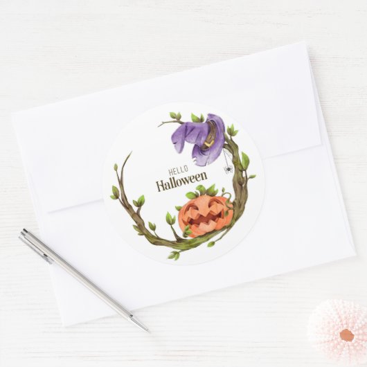 Hallo Halloween Runder Aufkleber (Umschlag)