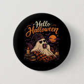 Hallo Halloween Süßer Geist Trinkt Kaffee Button (Vorderseite)