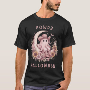 Hallo Halloween Western Geist auf Mond T-Shirt