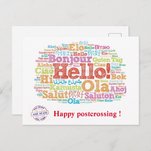 Hallo, Happy Postcrossing! Postkarte (Vorne/Hinten)