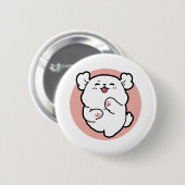Hallo! - Happy White Dog Cartoon Design Button (Vorne & Hinten)