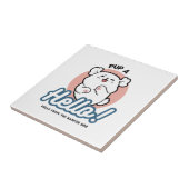 Hallo! - Happy White Dog Cartoon Design Fliese (Seite)