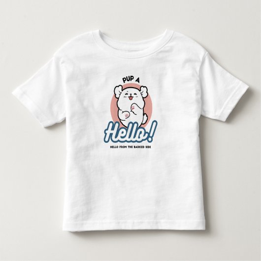 Hallo! - Happy White Dog Cartoon Design Kleinkind T-shirt (Vorderseite)