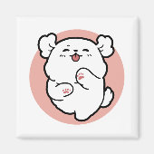 Hallo! - Happy White Dog Cartoon Design Magnet (Vorne)