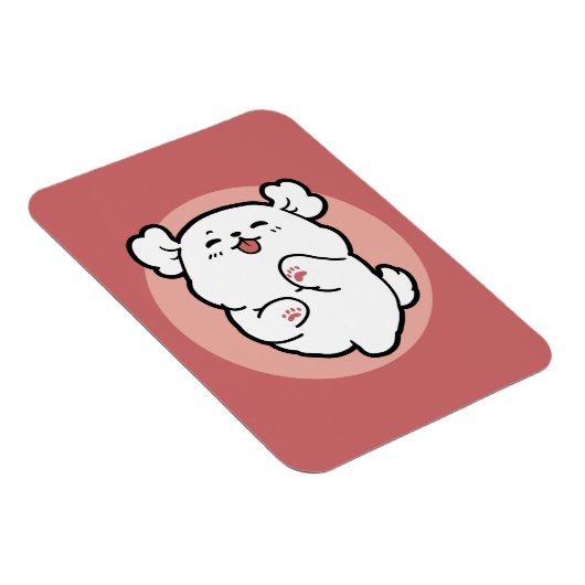 Hallo! - Happy White Dog Cartoon Design Magnet (Rechte Seite)