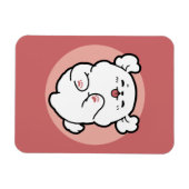 Hallo! - Happy White Dog Cartoon Design Magnet (Horizontal)