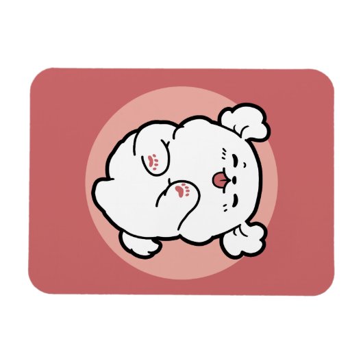 Hallo! - Happy White Dog Cartoon Design Magnet (Horizontal)