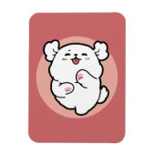 Hallo! - Happy White Dog Cartoon Design Magnet (Vertikal)