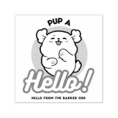 Hallo! - Happy White Dog Cartoon Design Permastempel (Design)