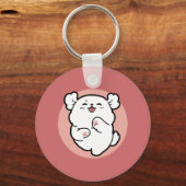 Hallo! - Happy White Dog Cartoon Design Schlüsselanhänger (Rückseite)