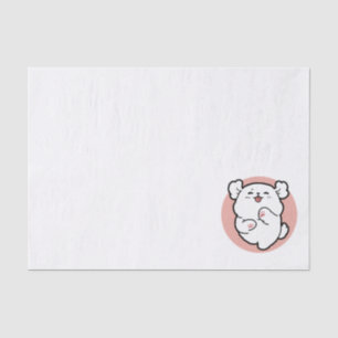 Hallo! - Happy White Dog Cartoon Design Seidenpapier
