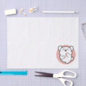 Hallo! - Happy White Dog Cartoon Design Seidenpapier (Handwerk)