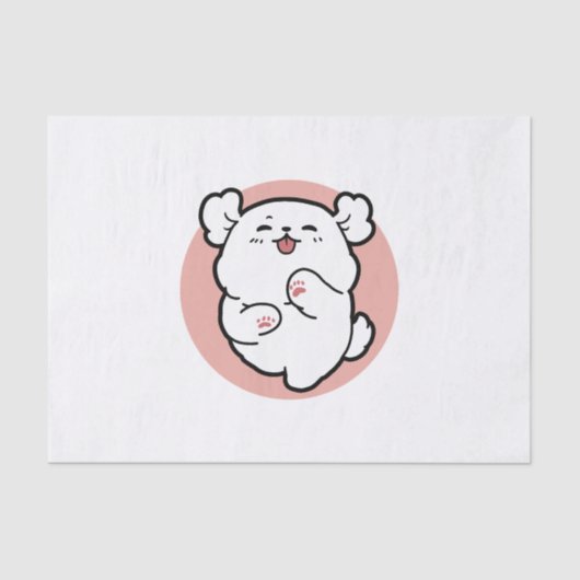 Hallo! - Happy White Dog Cartoon Design Seidenpapier (Vorderseite)