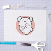 Hallo! - Happy White Dog Cartoon Design Seidenpapier (Handwerk)