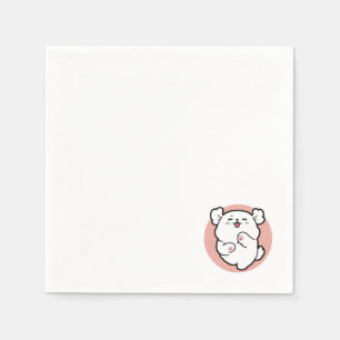 Hallo! - Happy White Dog Cartoon Design Serviette