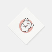 Hallo! - Happy White Dog Cartoon Design Serviette (Ecke)