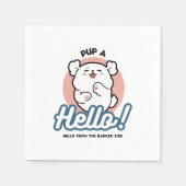 Hallo! - Happy White Dog Cartoon Design Serviette (Vorderseite)