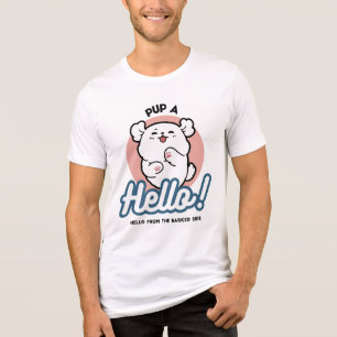 Hallo! - Happy White Dog Cartoon Design Tri-Blend Shirt